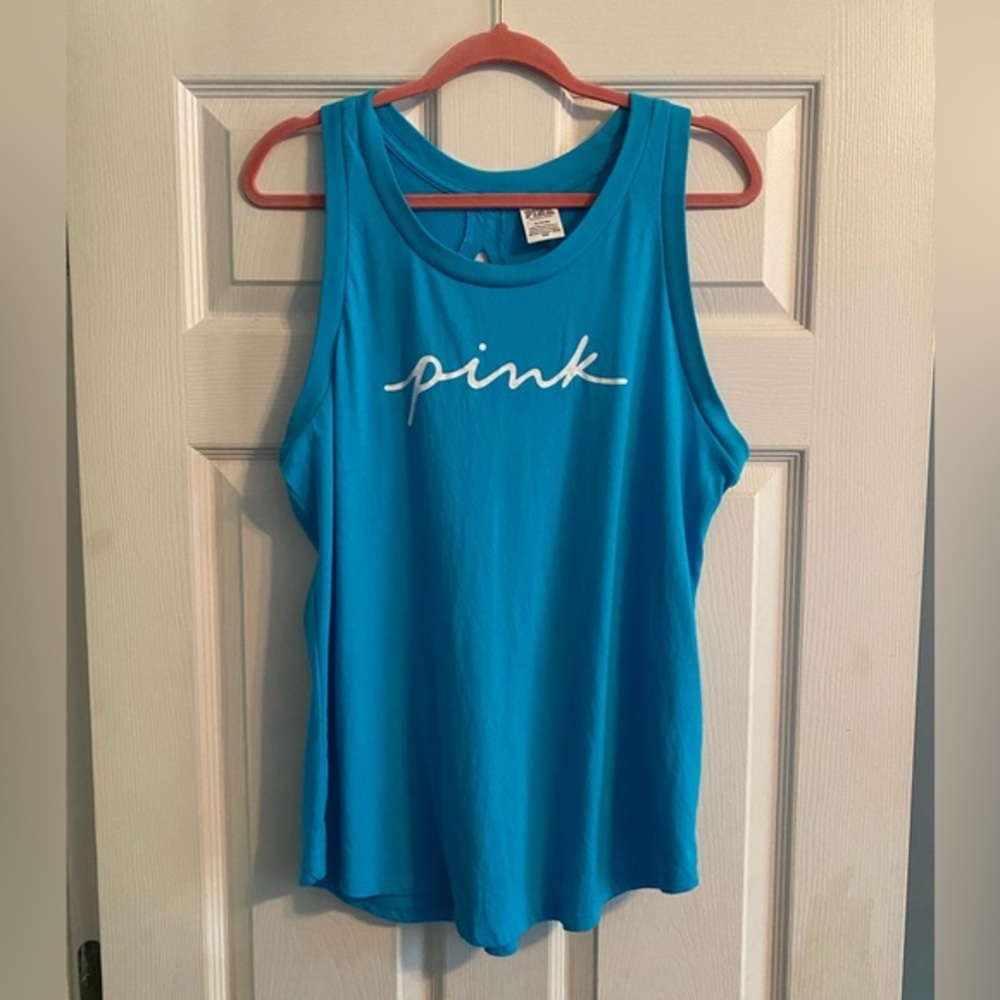 PINK by Victorias Secret Blue /turquoise tank top Women's Size Medium‎ Slit back